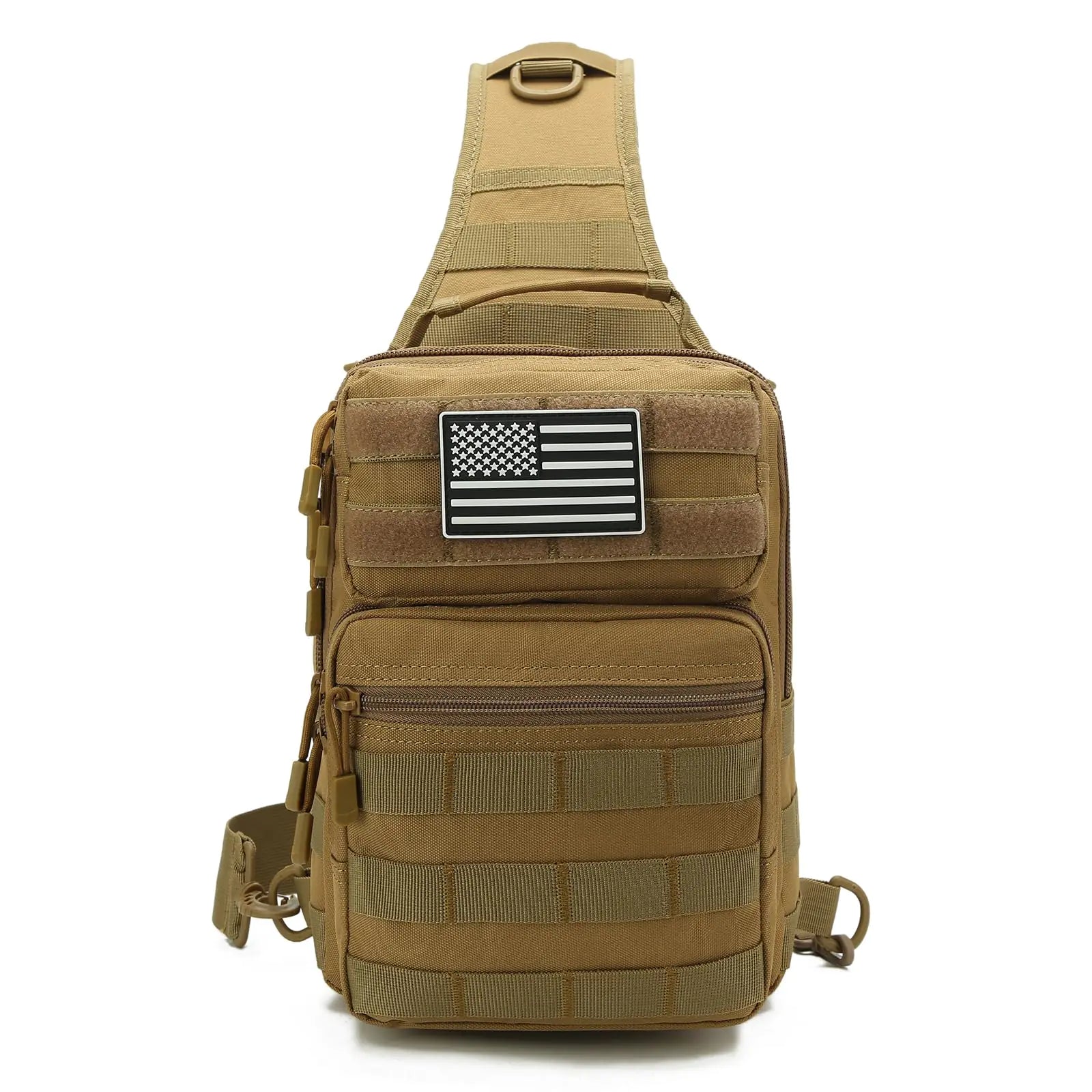 aYrap Sling Bag for men，Tactical Shoulder Backpack Molle Assault Range Bags Chest Pack Day Pack Diaper Bag (Khaki)