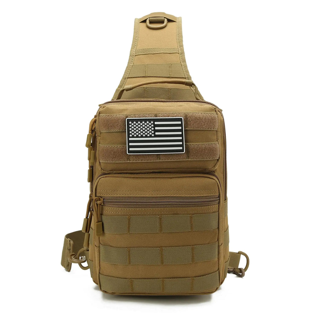 aYrap Sling Bag for men，Tactical Shoulder Backpack Molle Assault Range Bags Chest Pack Day Pack Diaper Bag (Khaki)